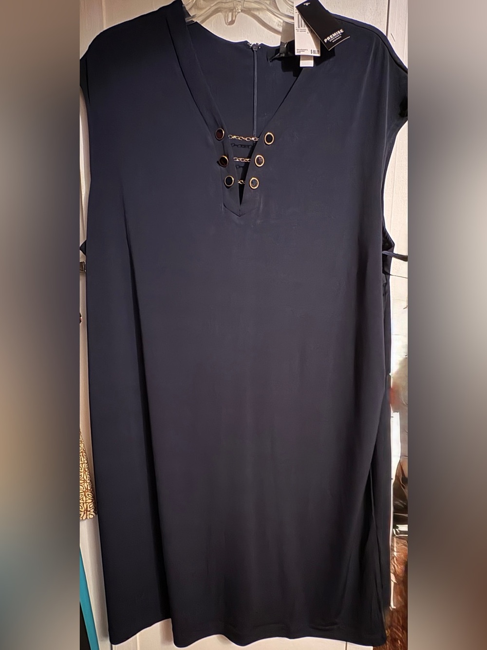 Premise Navy Midi Dress with Grommet Detail